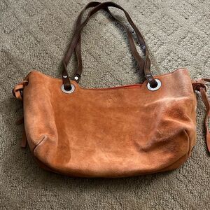 Ombu Orange Suede Leather Tote Bag